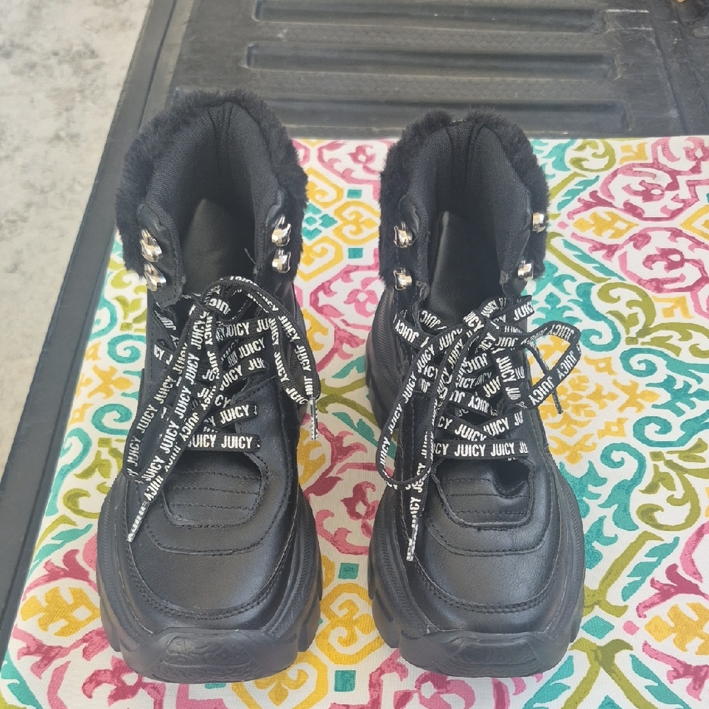 Juicy Couture Kids Black Lace-Up Boots
